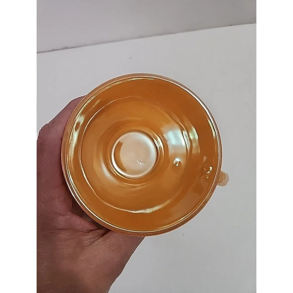 VTG Termocrisa Peach Lusterware Coffee Cup Mug & Plates (6.5